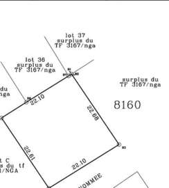 Terrain constructible 484 m² carré lotissement
