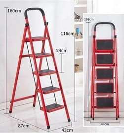 Escabeau pliable 4 marches rouge 160 cm stable