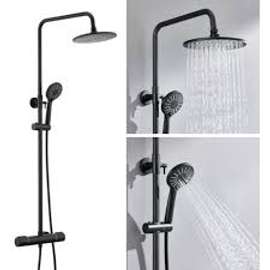 Colonne de douche thermostatique noire mat effet pluie