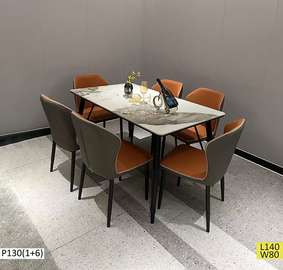 P130(1+6) - ENSEMBLE TABLE À MANGER ET CHAISES
