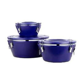Boîtes hermétiques bleues 3 tailles clips métal étanches