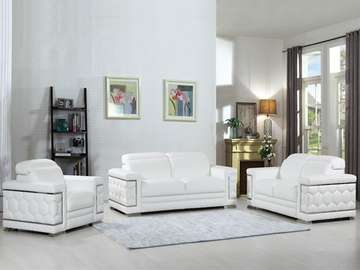 SALON CUIR 6 PLACES S-692 COULEUR A86 BLANC