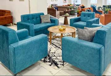 Salon moderne bleu turquoise 2 places + 2 fauteuils