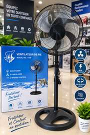 Ventilateur de pied 3 vitesses silencieux oscillant