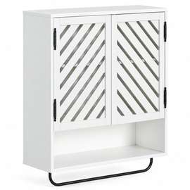ARMOIRE DE RANGEMENT MURAL MARRON ET BLANC
