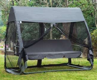 Balançoire De Jardin 3 Places Exterieur Convertible en Lit
