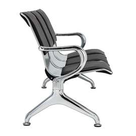 Chaise d'attente design métal chromé cuir noir