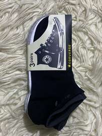 Converse Lot 3 Chaussettes Basses Noires Taille Unique