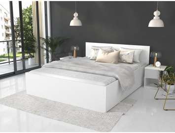 LIT 180X190 CM BLANC LITB002 + CHEVET