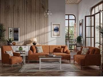 SALON TISSU 6 PLACES LUCY COULEUR KB225,G97 ORANGE
