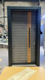 Porte d'entrée moderne métal bois gris anthracite sécurisée