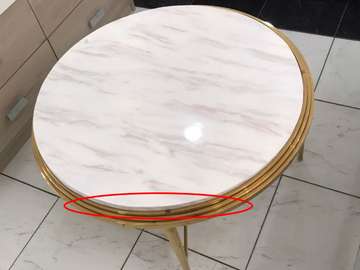 TABLE BASSE REF TD-5 90X90X45 MARBRE DOREE RECONDITIONNEE