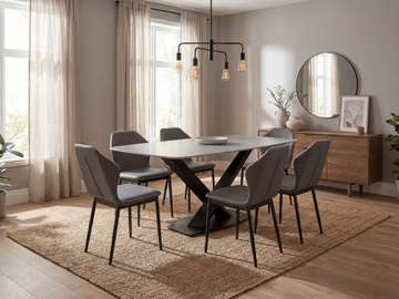 TABLE A MANGER 6 PLACES 160X90 BLANC GRIS A