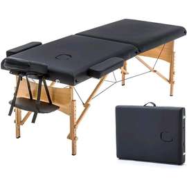 Table de massage pliante bois noir avec appui-tête