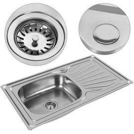 Evier de cuisine 1 bac lourd inox avec robinet