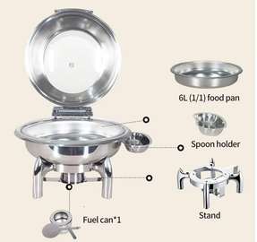 Chafing dish avec couvercle en verre