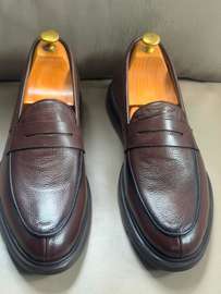 Mocassin cuir marron confortable semelle épaisse