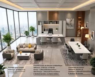 ENSEMBLE D'AMÉNAGEMENT COMPLET DE BUREAU DE DIRECTION LUXE