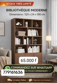 Bibliothèque moderne bois foncé