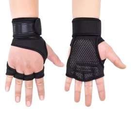 Gants musculation noirs M avec protection poignet