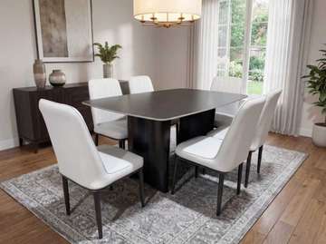 TABLE A MANGER 6 PLACES 160X90 BLANC GRIS A