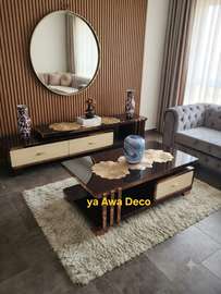 Meuble TV et table basse Marron Beige