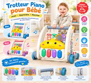 Trotteur Bébé 2 en 1 avec Piano Musical