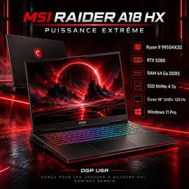 MSI Raider A18 HX – RTX 5080 64 Gb de ram ssd 4 Tera