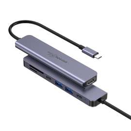 Adaptateur multiport Hub Porodo 7 en 1 HDMI 2XUSB-A-C SD