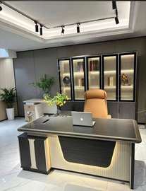 Bureau Directeur moderne LED avec bibliothèque