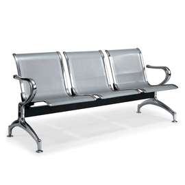 Banc 3 places métal gris argenté design moderne