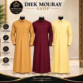 Qamis Col chemise manches poignets avec pantalon