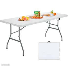 Table pliante 180 cm blanche plastique et métal