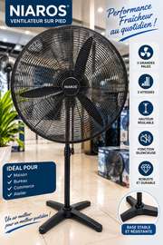 Niaros ventilateur sur pied 3 vitesses hauteur réglable