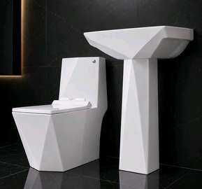 Ensemble toilette et lavabo blanc design moderne