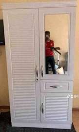 Armoire multifonction blanche miroir 2 portes compacte