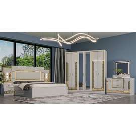 CHAMBRE A COUCHER ARMOIRE 6BATTANTS 5PIECES BEIGE MC628H