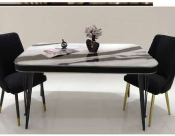 Table salle à manger effet marbre + 4 chaises