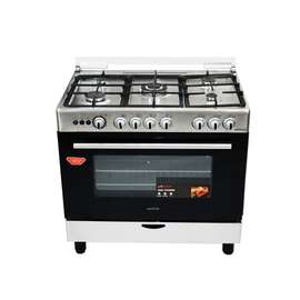 CUISINIERE 5FEUX ASTECH 90X60+FOUR A GAZ FULL OPTION GRIS