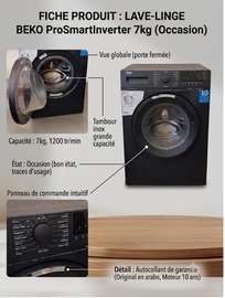 Lave-linge BEKO ProSmart Inverter 7kg (Très bon état)