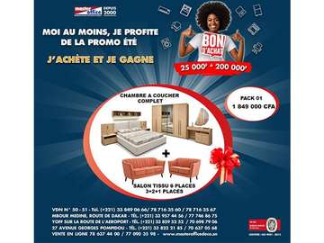 PACK SALON TISSU 6 PLACES V-002+CHAMBRE A COUCHER ARMADA