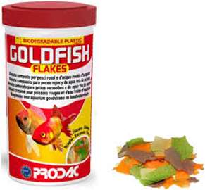 Aliment pour poissons Prodac Goldfish Flakes.