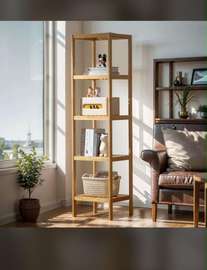 Étagère bois naturel 5 niveaux compacte bois clair