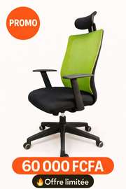 Chaise bureau ergonomique vert noir appui-tête réglable
