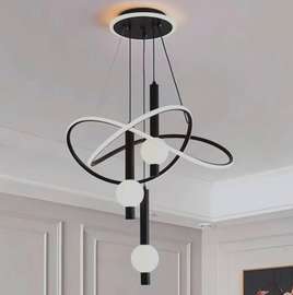 Suspension design noir et blanc multi-lumières moderne