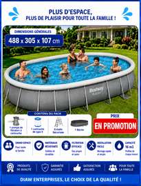 Bestway piscines familiales hors sol   488 x 305 x 107 cm