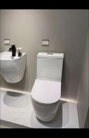 Toilette moderne double chasse blanche compacte