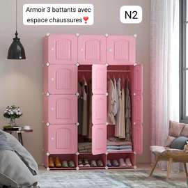 Armoire de rangement 3 battants en plastique