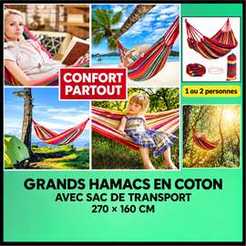 Hamac coton multicolore 270x160 cm 1-2 personnes