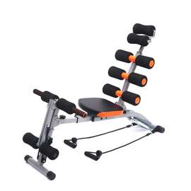 Banc abdominaux multifonction noir orange avec câbles